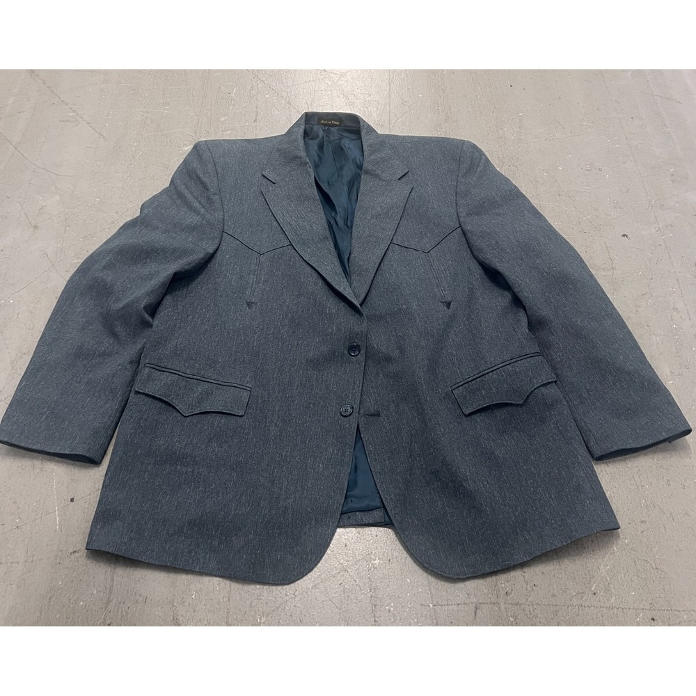 VTG Circle S Dallas Texas Western Blazer Sport Coat Mens 52L Gray Cowboy Retro